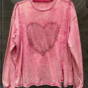 Pink Heart Studded Sweatshirt